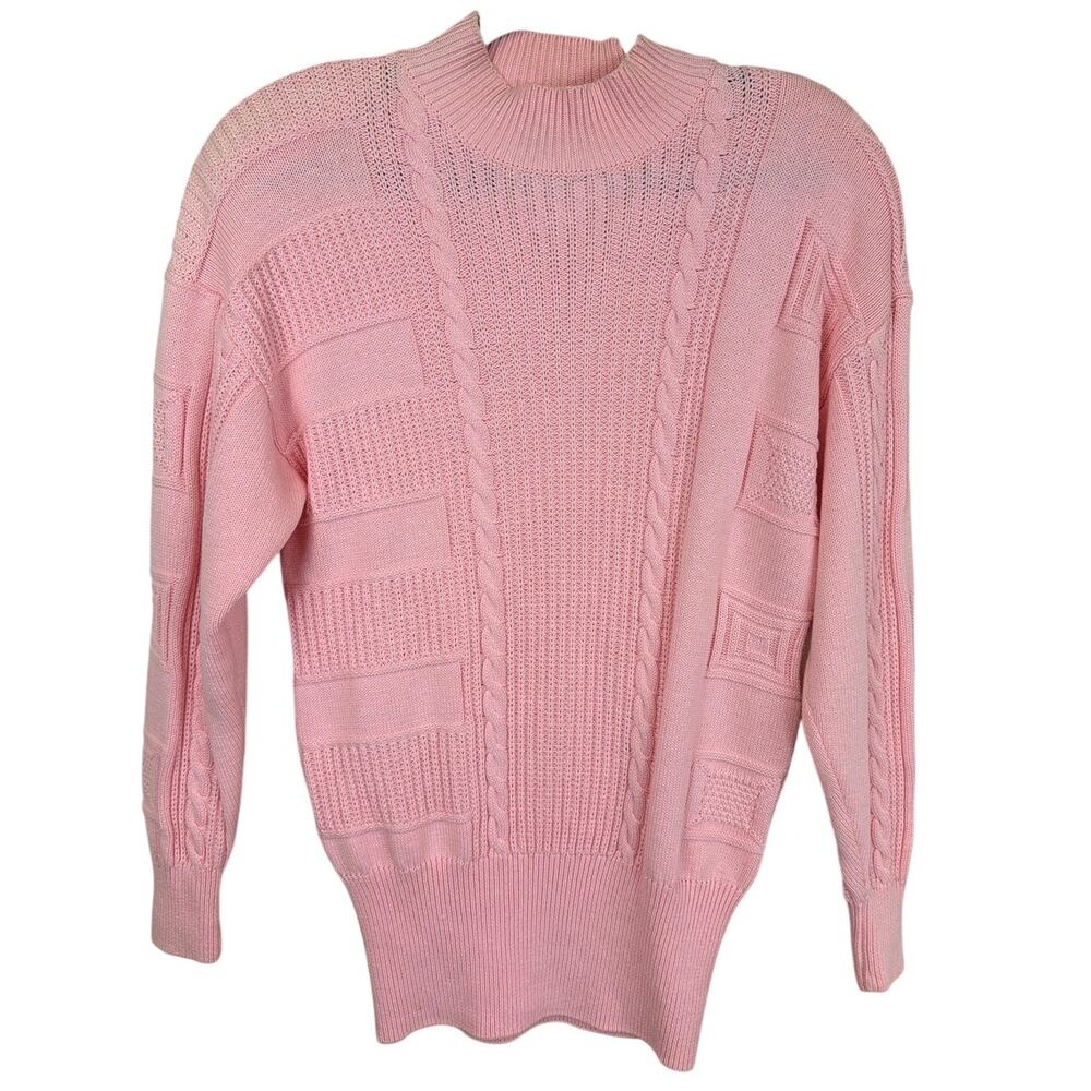 Vintage Nordrstrom Classiques Pink Knitted Long Sleeve Cotton Sweater Size S